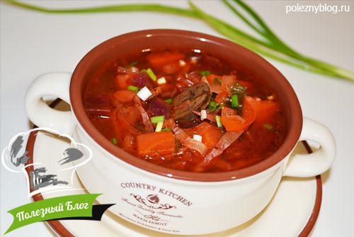 Борщ с гусиными субпродуктами | Готовый