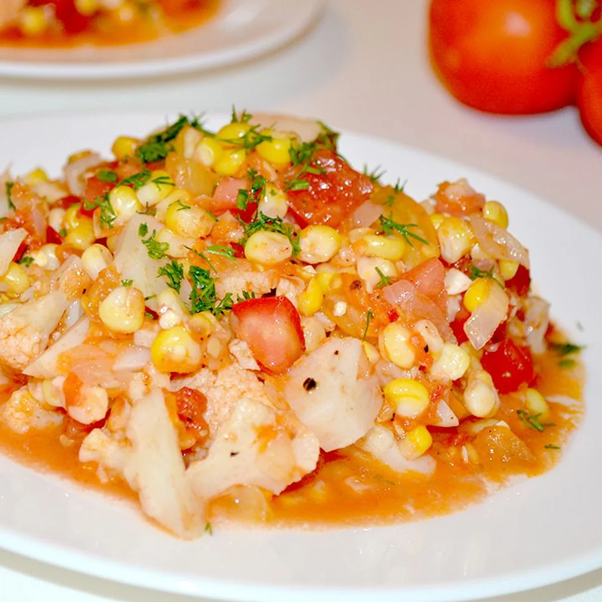 Цветная капуста с кукурузой