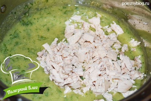 Крем-суп из кабачков, брокколи и цветной капусты с кусочками мяса | Шаг 11