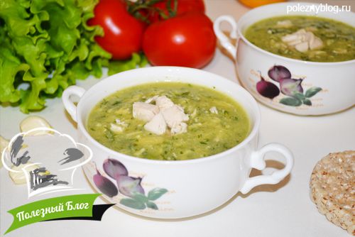 Крем-суп из кабачков, брокколи и цветной капусты с кусочками мяса | Готовый