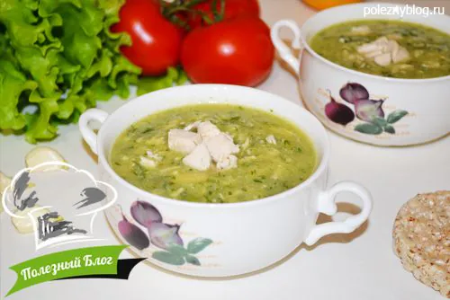 Крем-суп из кабачков, брокколи и цветной капусты с кусочками мяса | Готовый