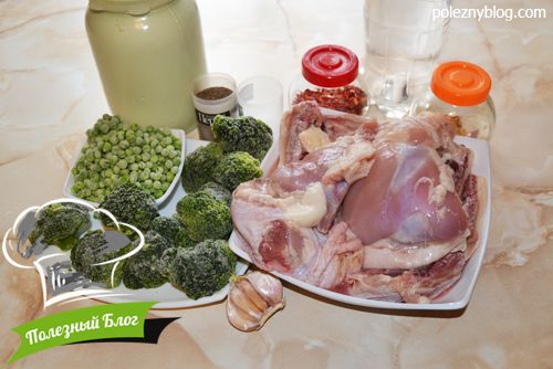 Куриные бёдрышки тушёные с овощами | Ингредиенты