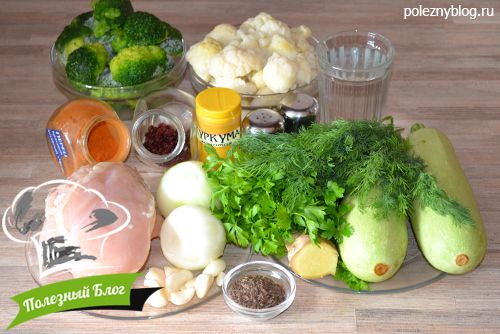 Куриный суп с брокколи и цветной капустой | Ингредиенты