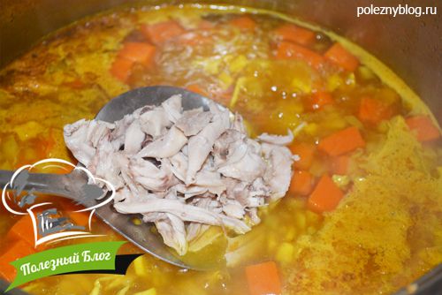 Куриный суп с тыквой и цветной капустой | Шаг 11