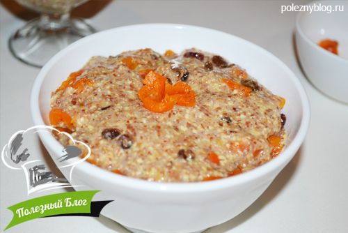 Льняная каша с хурмой, изюмом и курагой | Готовая