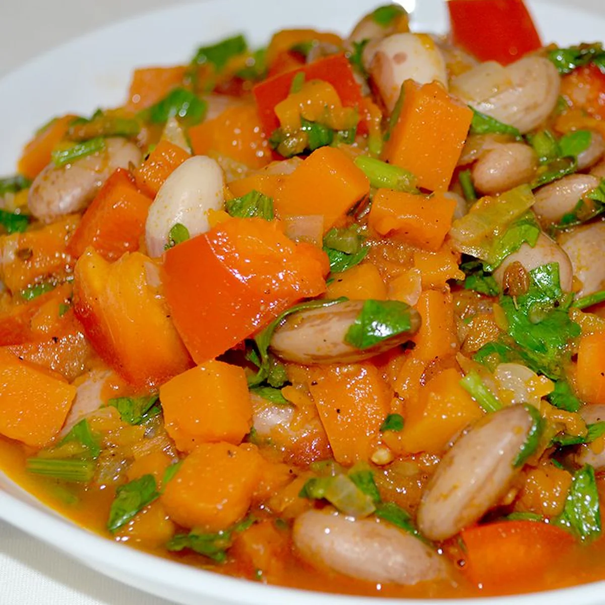 Очень вкусное рагу из тыквы с фасолью