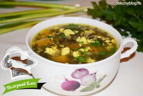Полезный Блог - Очень вкусный зелёный щавелевый суп с яйцом - Готовый
