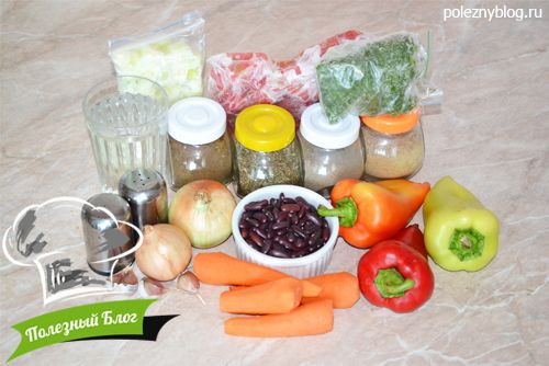 Овощное рагу с кабачками и фасолью | Ингредиенты