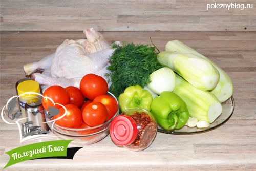 Овощное рагу с куриными бёдрышками | Ингредиенты