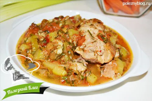 Овощное рагу с куриными бёдрышками | Готовое