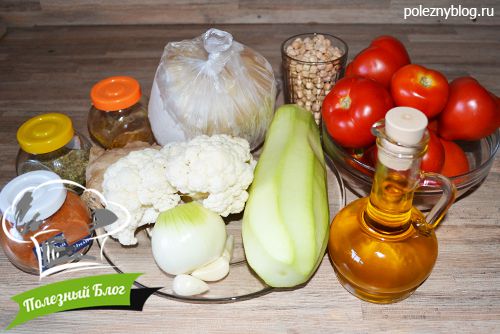 Овощной суп карри с нутом - Ингредиенты