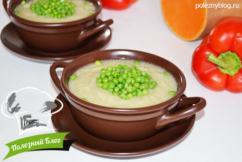 Полезный Блог - Овощной суп-пюре из цветной капусты, кабачков с зелёным горошком - Готовый