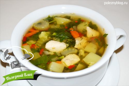 Овощной суп с куриной грудкой - Готовый
