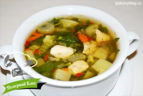 Овощной суп с куриной грудкой - Готовый