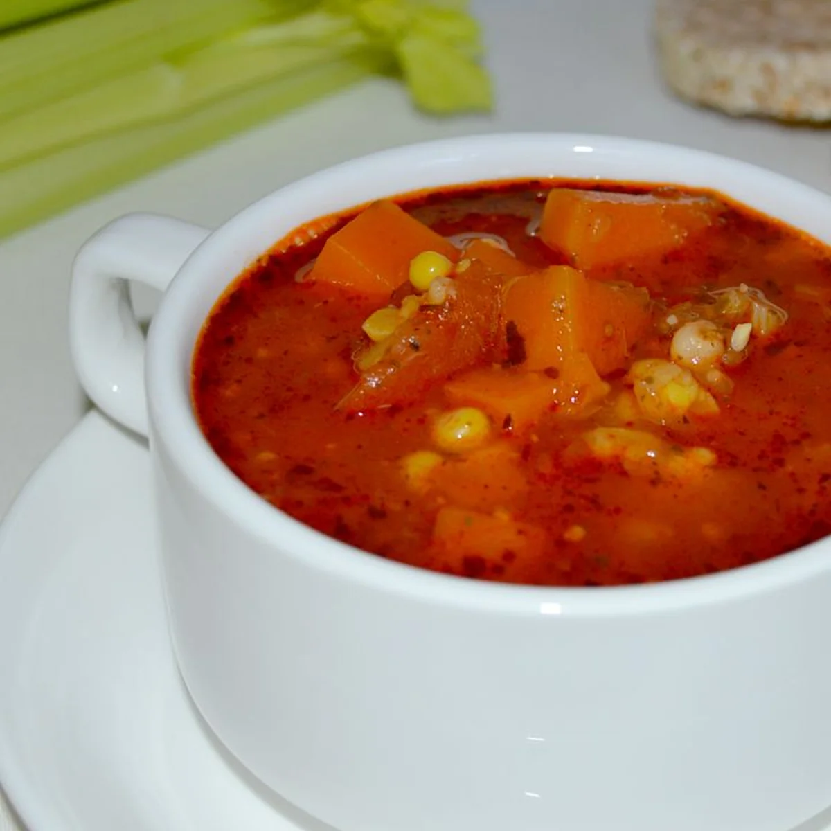 Постный суп из тыквы и кукурузы