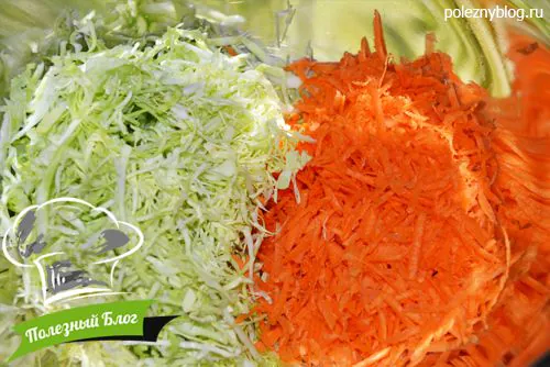 Салат из моркови и белокочанной капусты с зелёной заправкой из кинзы | Шаг 3