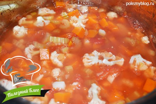 Суп из тыквы, цветной капусты и куриного филе | Шаг 15
