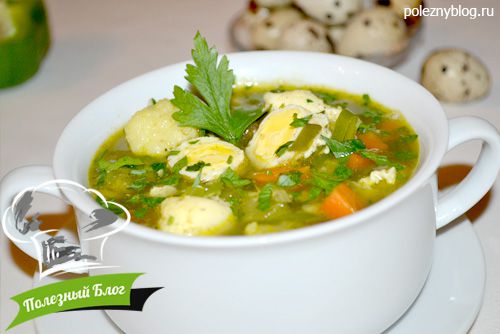 Суп с перепелиными яйцами | Готовый