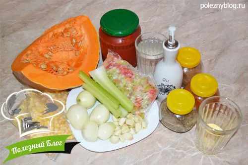 Тыква, тушёная с кукурузой | Ингредиенты