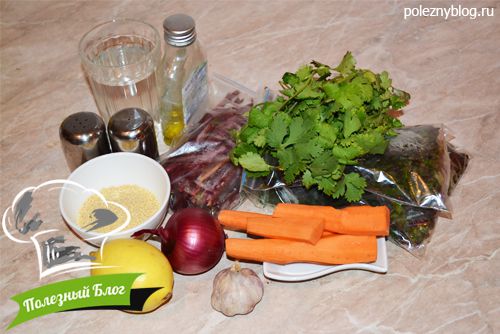 Тёплый салат с ботвой свёклы, морковью и пшеном | Ингредиенты